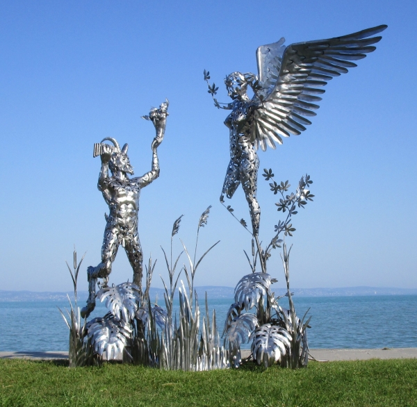 Pan and Syrinx garden sculpture
